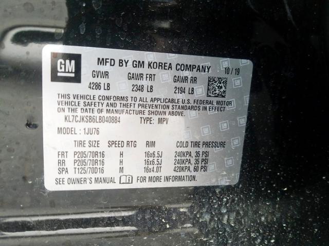 2020 CHEVROLET TRAX LS KL7CJKSB6LB040884