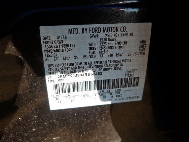 2018 FORD EDGE SEL 2FMPK4J90JBB62462