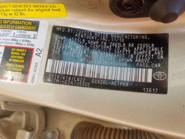 2011 TOYOTA AVALON BAS 4T1BK3DB3BU402408