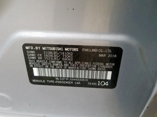 2017 MITSUBISHI MIRAGE G4 ML32F3FJ0HH000816