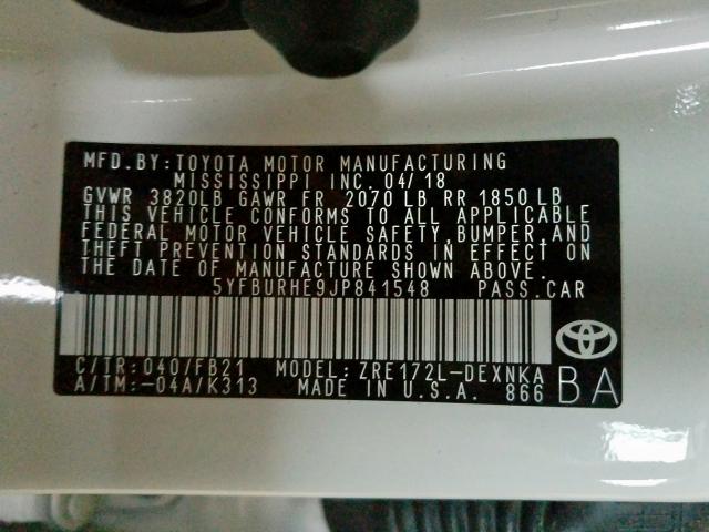 VIN 5TDHZRBH8LS040389 2020 Toyota Highlander, Xle no.10