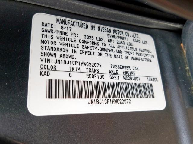 2017 NISSAN ROGUE SPOR - JN1BJ1CP1HW022072