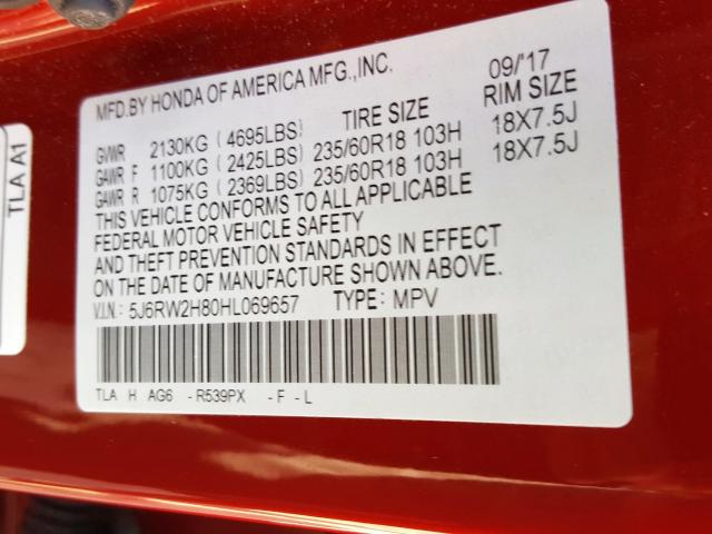 2017 HONDA CR-V EXL 5J6RW2H80HL069657