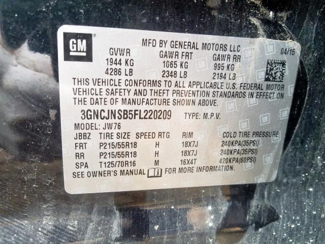 2015 CHEVROLET TRAX LTZ 3GNCJNSB5FL220209
