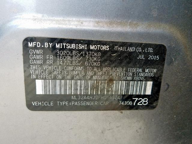 2015 MITSUBISHI MIRAGE ES ML32A4HJ9FH054324