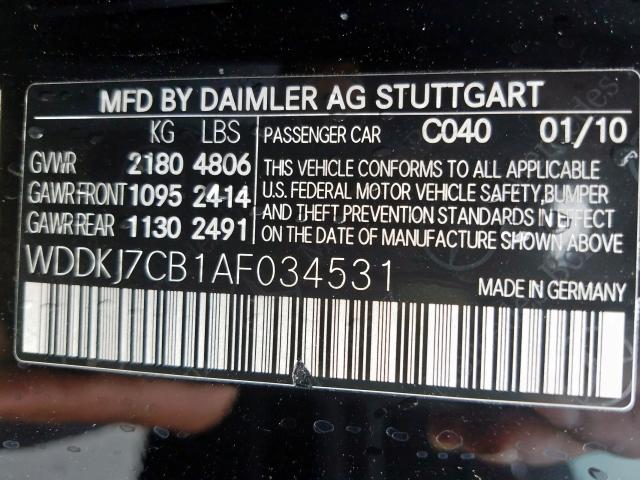 2010 MERCEDES-BENZ E 550 WDDKJ7CB1AF034531