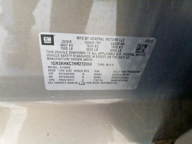 2017 CHEVROLET SUBURBAN K 1GNSKHKC7HR272004