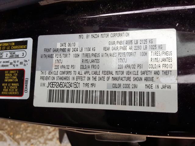 2010 MAZDA CX-7 JM3ER2W50A0341501