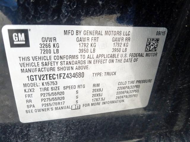2015 GMC SIERRA K15 1GTV2TEC1FZ434680