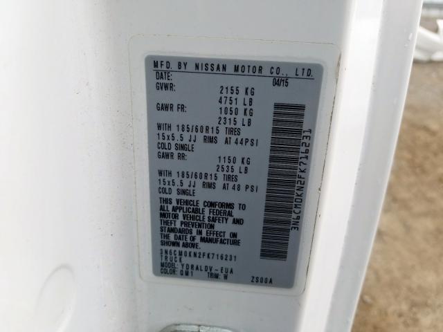 2015 NISSAN NV200 2.5S 3N6CM0KN2FK716231