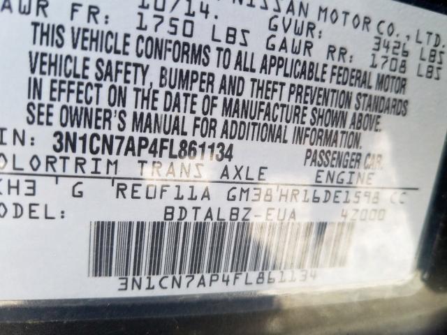 2015 NISSAN VERSA S 3N1CN7AP4FL861134