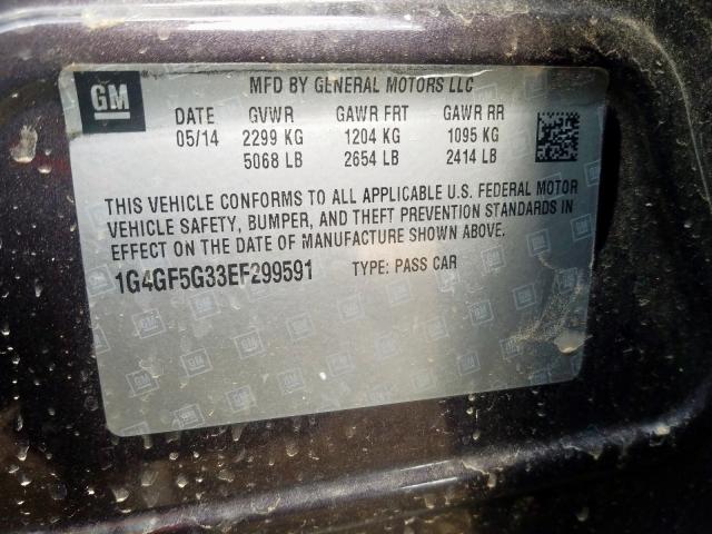 2014 BUICK LACROSSE T 1G4GF5G33EF299591
