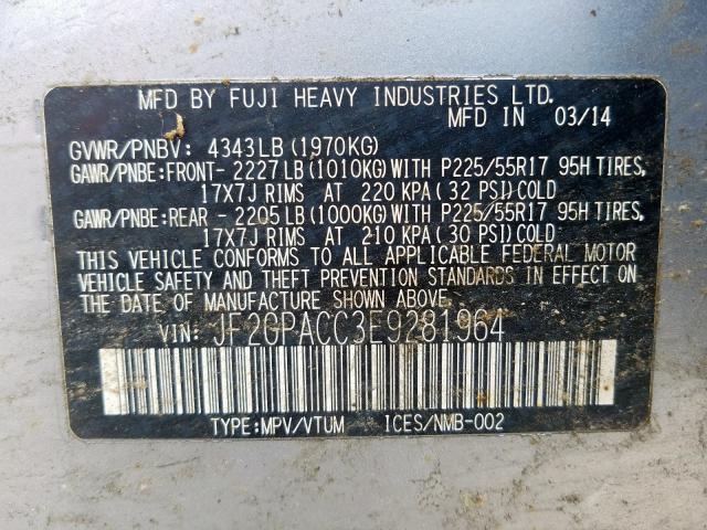 2014 SUBARU XV CROSSTR JF2GPACC3E9281964