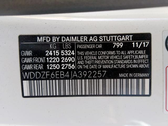 2018 MERCEDES-BENZ E 43 4MATI WDDZF6EB4JA392257