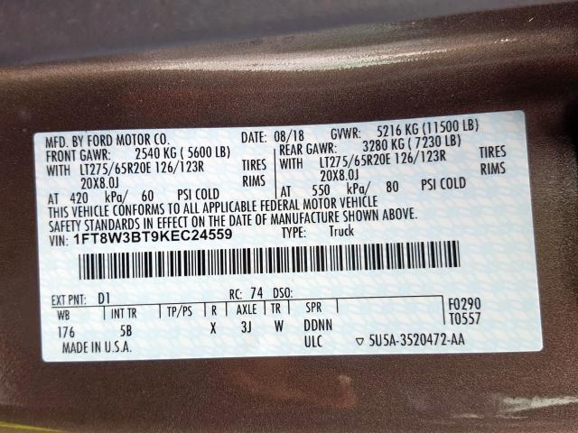 2019 FORD F350 SUPER 1FT8W3BT9KEC24559