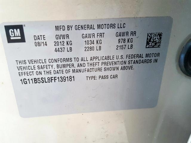 2015 CHEVROLET MALIBU LS 1G11B5SL8FF139181