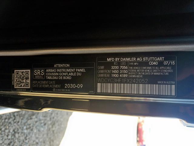 VIN WDCYC3HF1FX242052 2015 Mercedes-Benz G-Class, 550 no.10