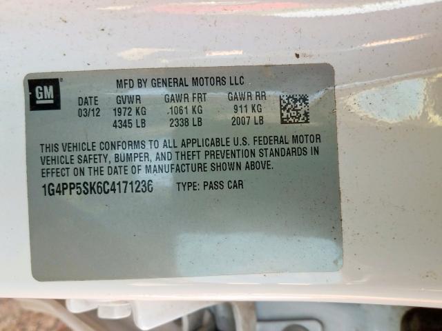 2012 BUICK VERANO 1G4PP5SK6C4171236