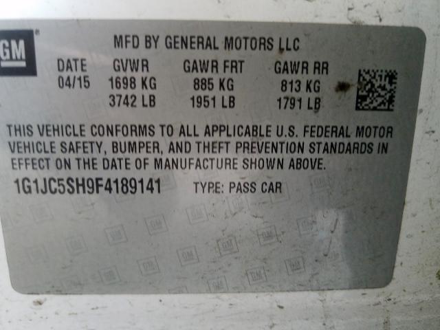 2015 CHEVROLET SONIC LT - 1G1JC5SH9F4189141