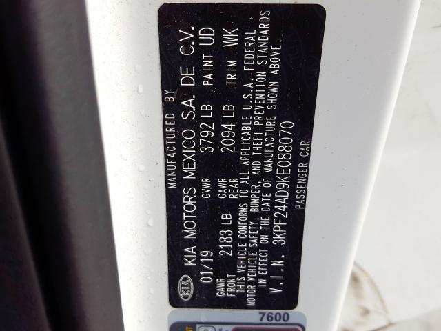 2019 KIA FORTE FE 3KPF24AD9KE088070