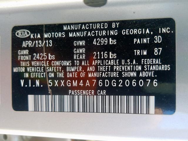 2013 KIA OPTIMA 5XXGM4A76DG206076