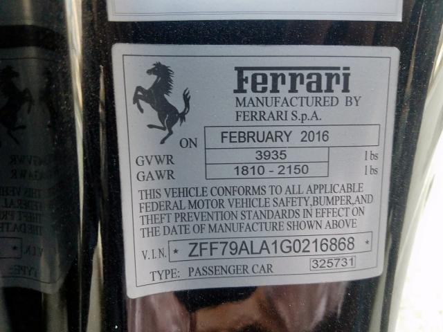 VIN ZFF79ALA1G0216868 2016 Ferrari 488 no.10