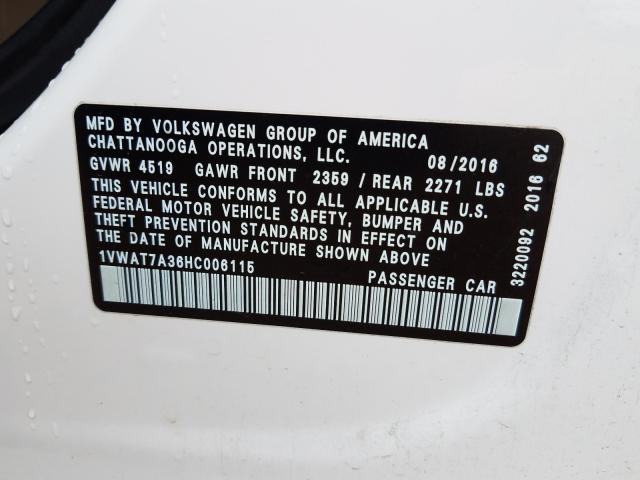 2017 VOLKSWAGEN PASSAT S 1VWAT7A36HC006115