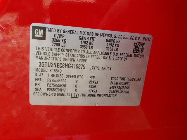 2017 GMC SIERRA K15 3GTU2NEC8HG416879
