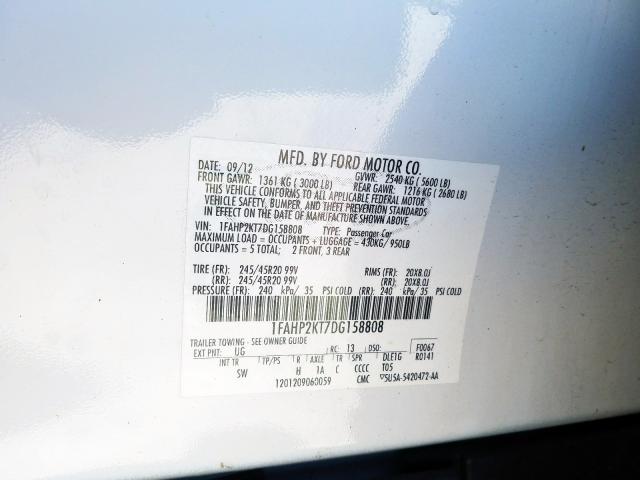 2013 FORD TAURUS SHO 1FAHP2KT7DG158808
