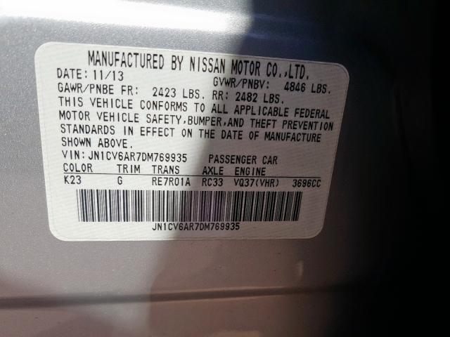 2013 INFINITI G37 JN1CV6AR7DM769935