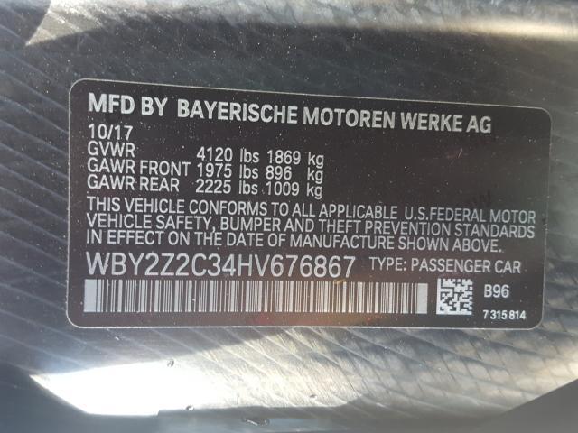 VIN WBY2Z2C34HV676867 2017 BMW I8 no.10