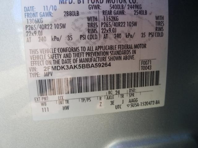 2011 FORD EDGE SPORT 2FMDK3AK5BBA59264