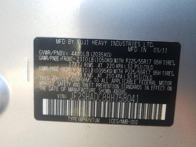 2011 SUBARU FORESTER 2 JF2SHADC8BH758041