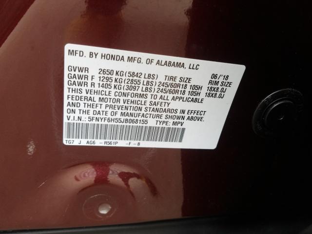 2018 HONDA PILOT EXL 5FNYF6H55JB068155