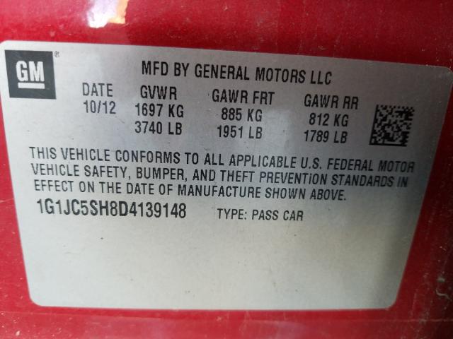 2013 CHEVROLET SONIC LT 1G1JC5SH8D4139148
