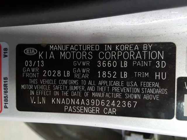2013 KIA RIO EX KNADN4A39D6242367