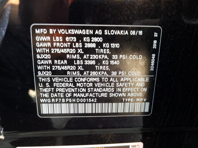 2017 VOLKSWAGEN TOUAREG WO WVGRF7BP5HD001542