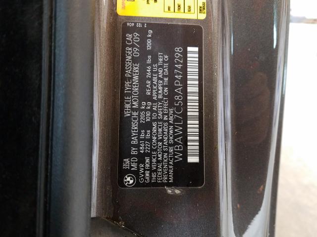 2010 BMW 335 I WBAWL7C58AP474298