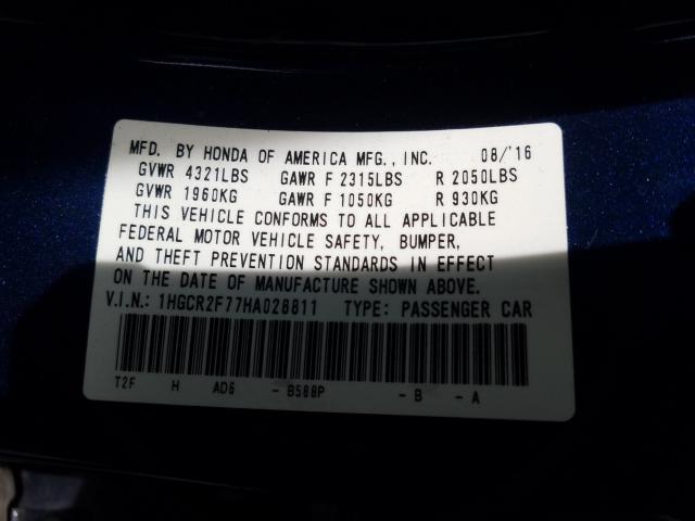 2017 HONDA ACCORD EX 1HGCR2F77HA028811