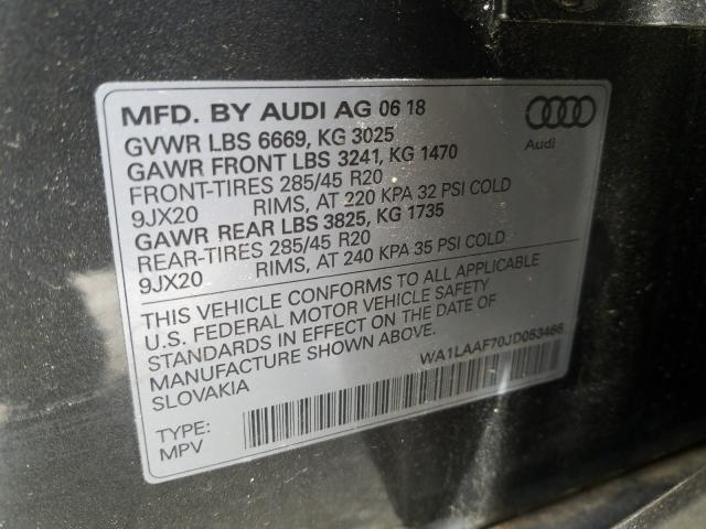 VIN WA1LAAF70JD053466 2018 Audi Q7, Premium Plus no.10