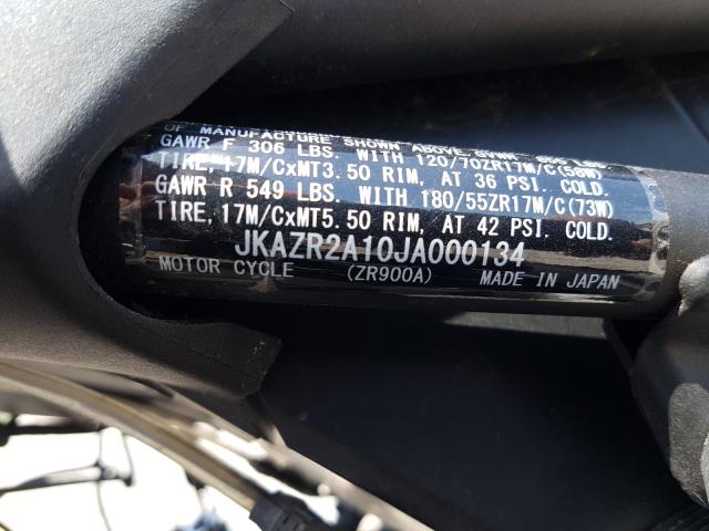 2018 KAWASAKI ZR900 JKSZR2A10JA000134