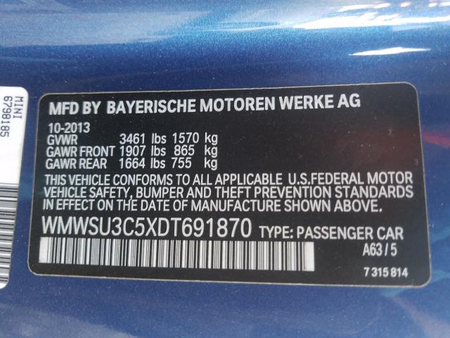 2013 MINI COOPER WMWSU3C5XDT691870