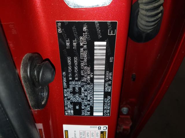 2016 TOYOTA 4RUNNER SR JTEBU5JR7G5379367