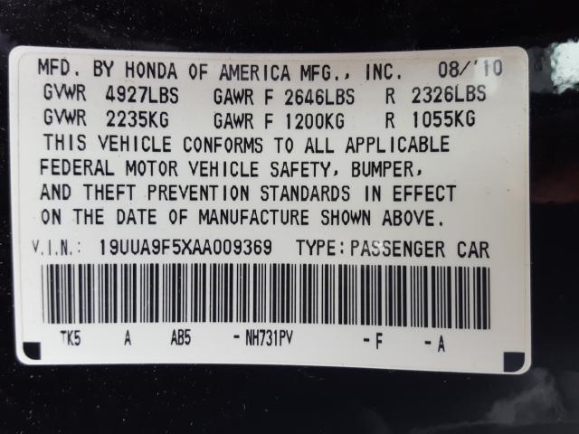 2010 ACURA TL 19UUA9F5XAA009369