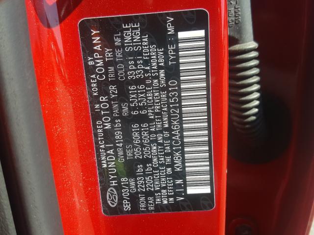 2019 HYUNDAI KONA SE KM8K1CAA6KU215310