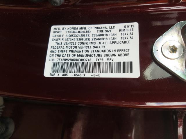 2019 HONDA CR-V EXL 7FARW2H8XKE003718