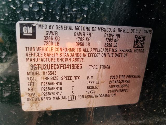 2015 GMC SIERRA K15 3GTU2UECXFG413585