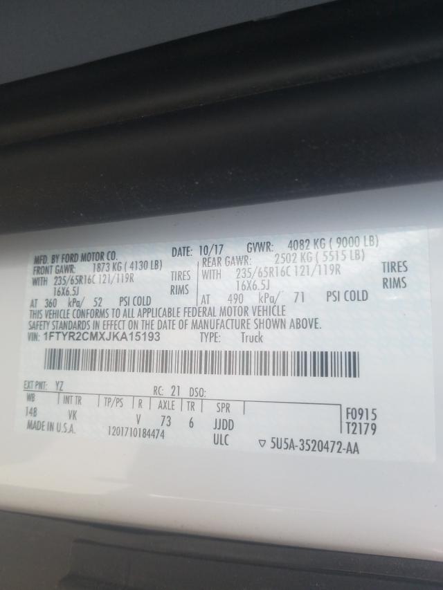 2018 FORD TRANSIT T- 1FTYR2CMXJKA15193