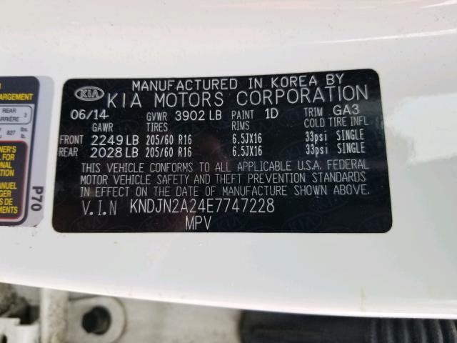 2014 KIA SOUL KNDJN2A24E7747228