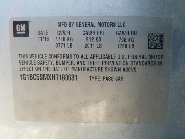 2017 CHEVROLET CRUZE 1G1BC5SMXH7180631